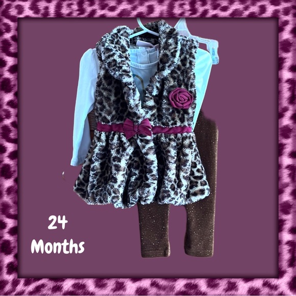 Rose and Leopard Print Three Piece Set
